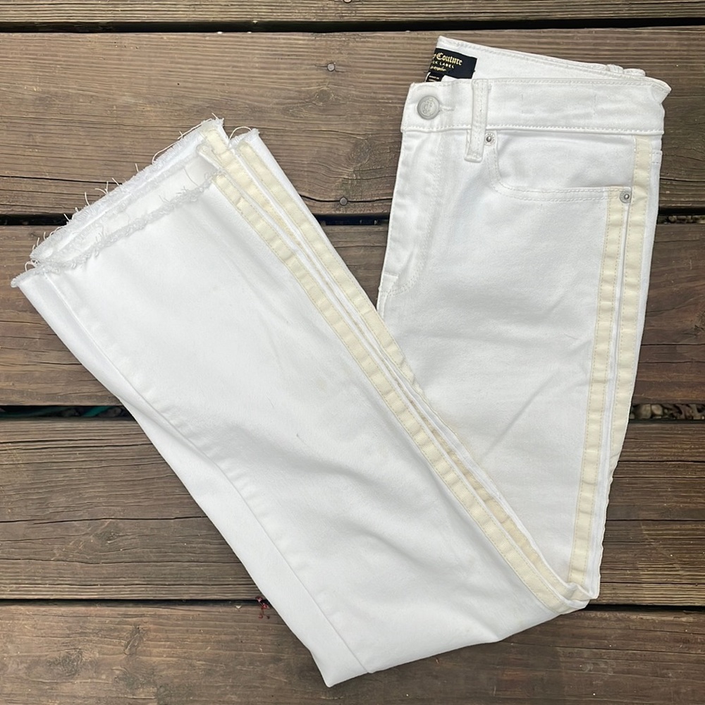 Juicy Couture White Side Stripe Flared Ankle Jeans